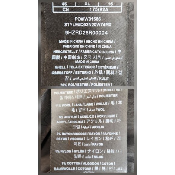 Guess Women's Black And White Tweed Wool Blend Belted Button Front Pea Coat, XL - Picture 5 of 9